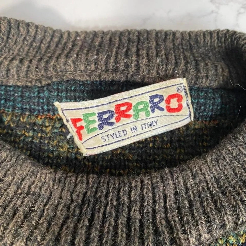 Vintage Ferraro ICE Hockey Knit Sweater Italy 90s  Crewneck L‎